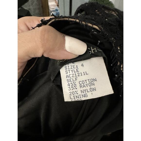 Tadashi Shoji Dress Black Lace Bodycon One Shoulder Size 4 Evening Gown - Picture 11 of 12